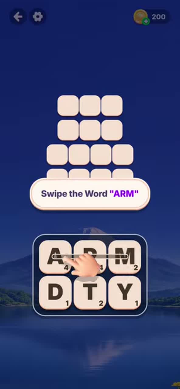 Starting letter board for Word Tiles - Relaxing Puzzle Level 1