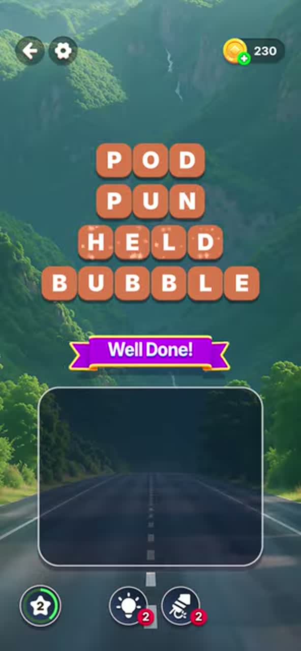 Completed Word Tiles Level 10 board