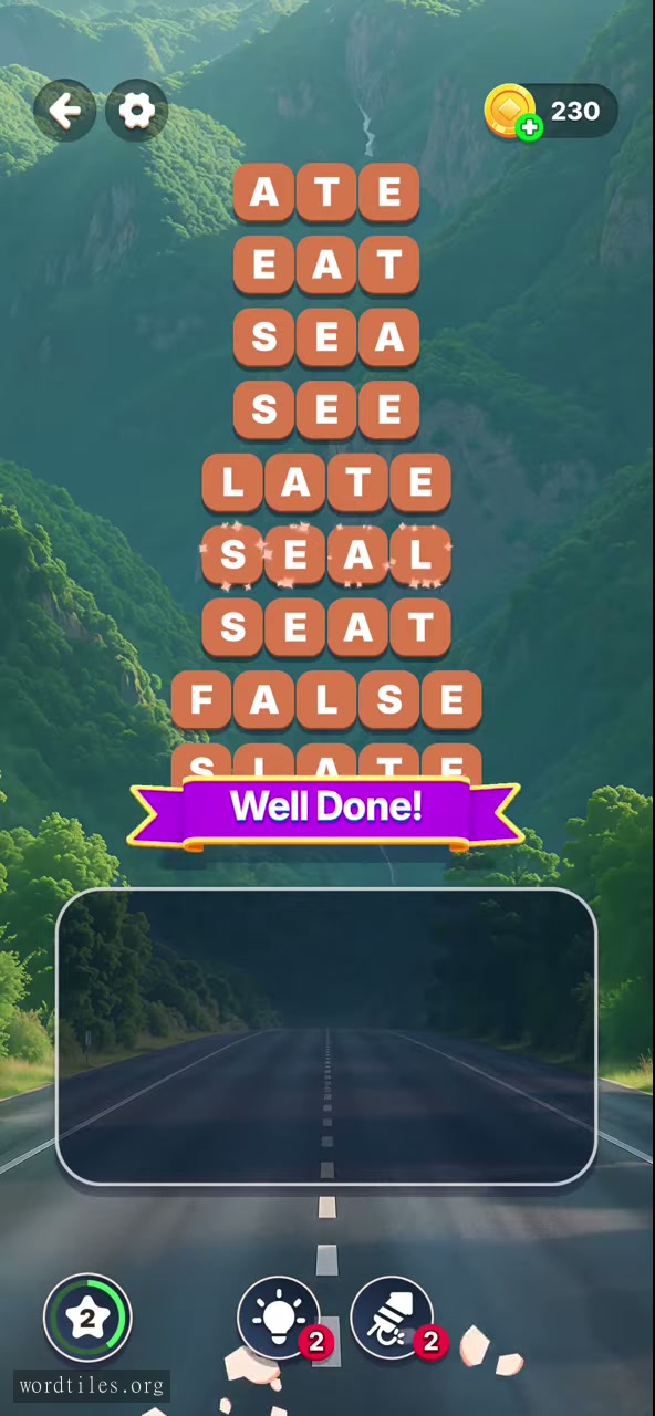 Completed Word Tiles Level 11 board
