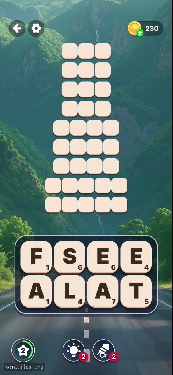Starting letter board for Word Tiles - Relaxing Puzzle Level 11