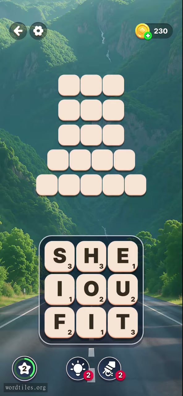 Starting letter board for Word Tiles - Relaxing Puzzle Level 12