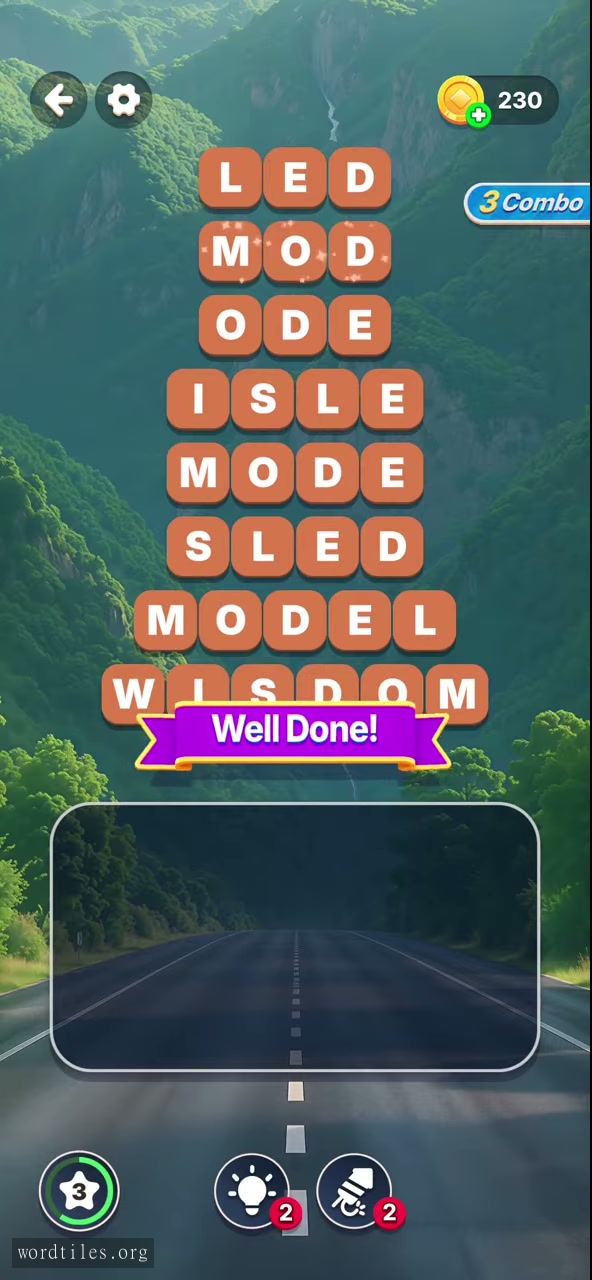 Completed Word Tiles Level 13 board
