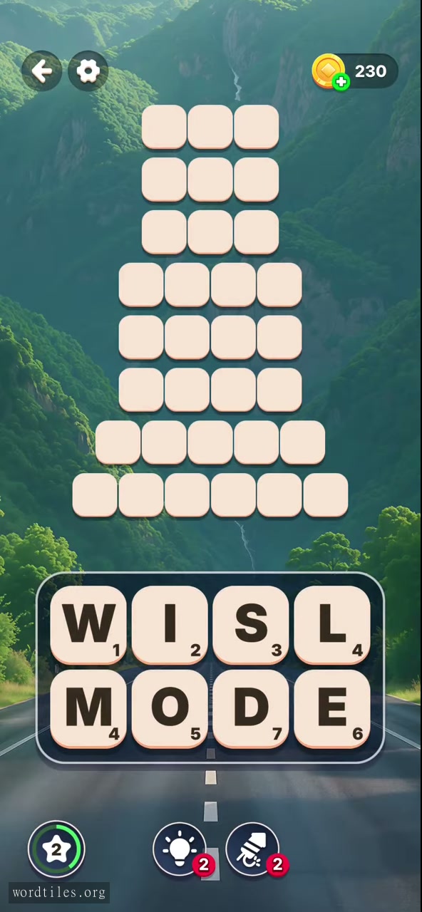 Starting letter board for Word Tiles - Relaxing Puzzle Level 13