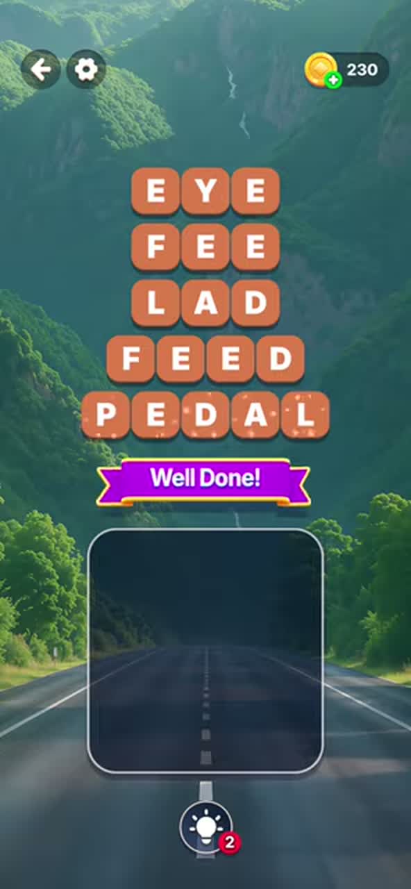 Completed Word Tiles Level 6 board