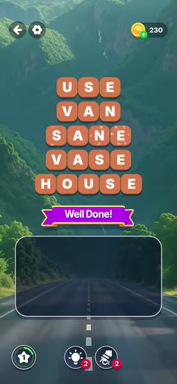 Completed Word Tiles Level 7 board