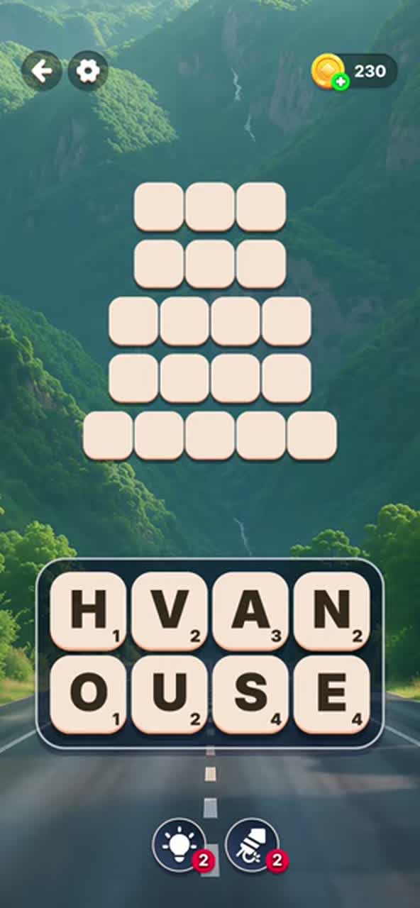 Starting letter board for Word Tiles - Relaxing Puzzle Level 7