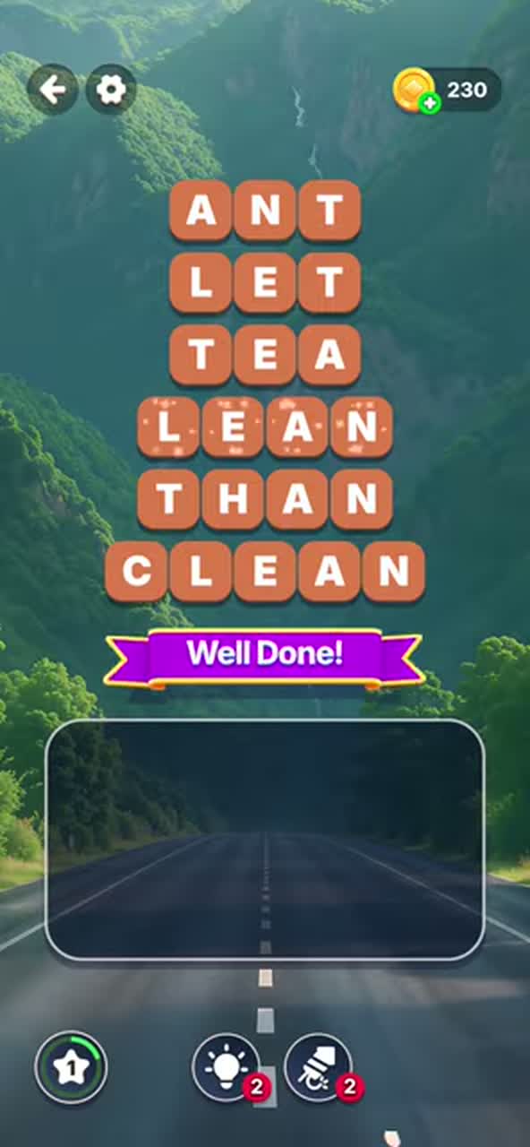 Completed Word Tiles Level 8 board