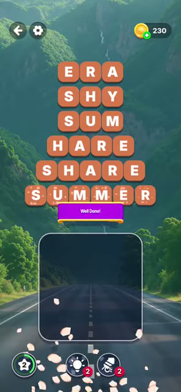 Completed Word Tiles Level 9 board