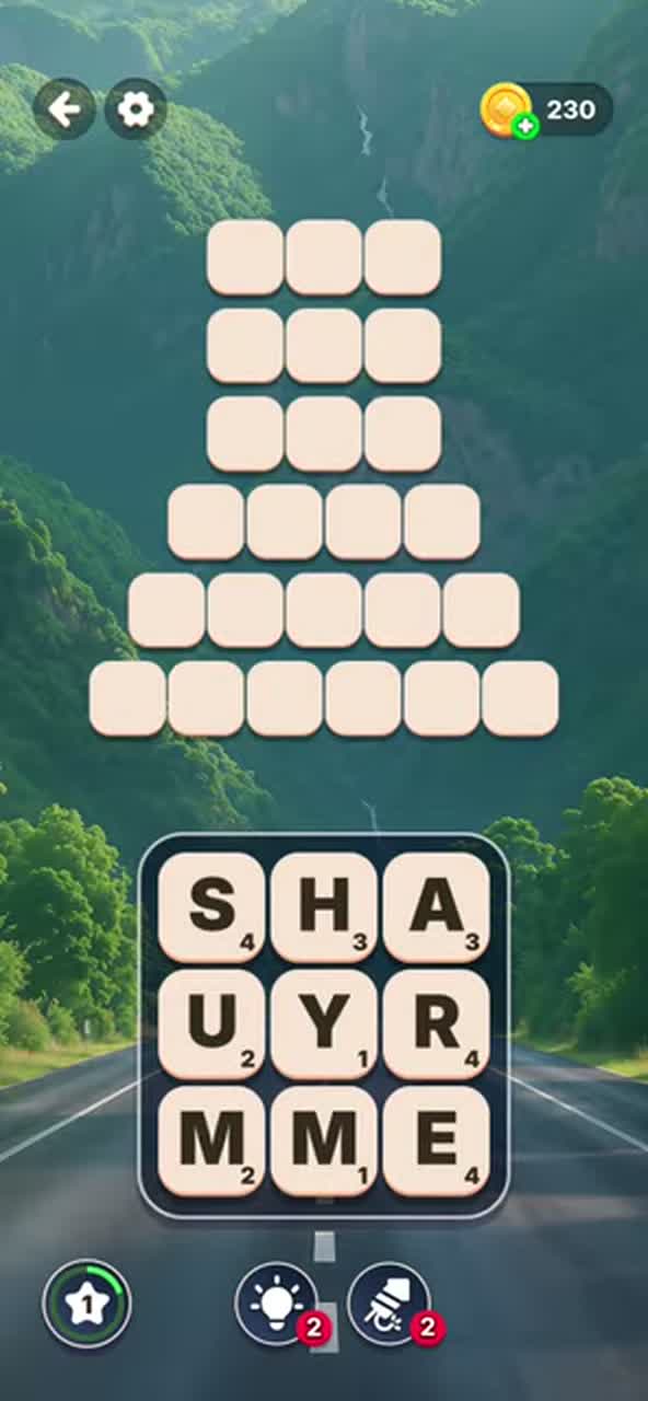 Starting letter board for Word Tiles - Relaxing Puzzle Level 9