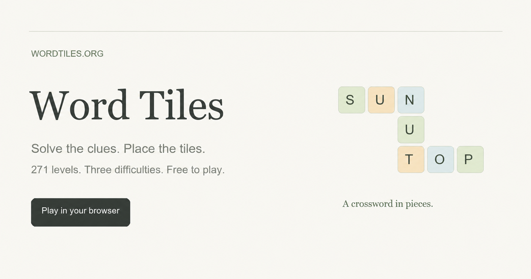 Word Tiles crossword board and letter pieces